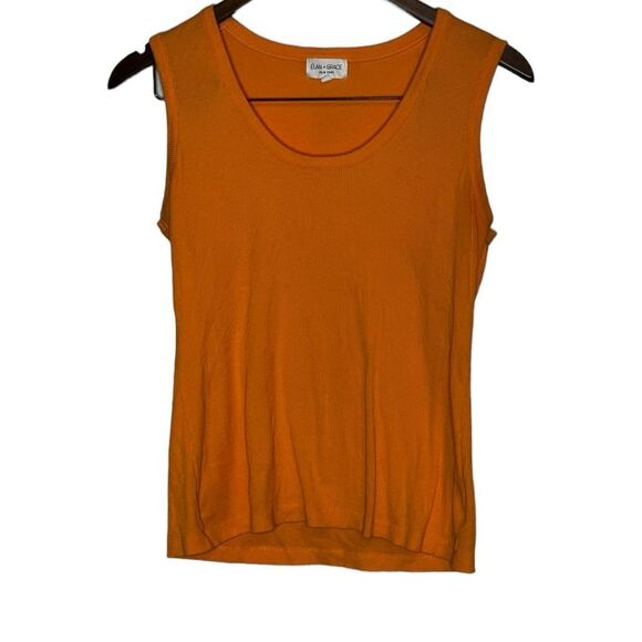 Elan & Grace tangerine colored ribbed scoop neck medium tank - Picture 1 of 5